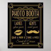 Art Deco PHOTO BOOTH trouwbord zwart en goud Poster (Voorkant)