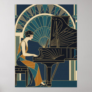 Art Deco Pianoposter Poster