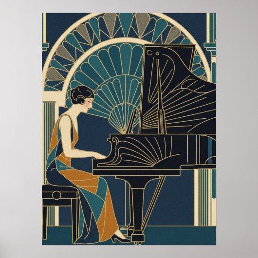 Art Deco Pianoposter Poster (Voorkant)