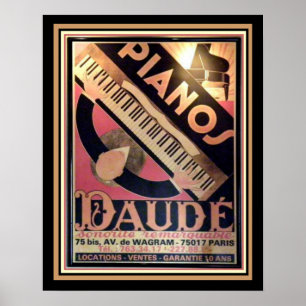 Art Deco "Pianos Daude" Poster 16 x 20