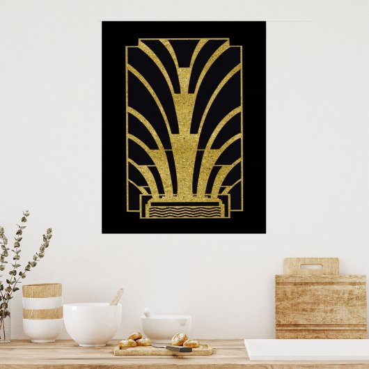 Art Deco-pictogram in goud op zwart Poster (Keuken)