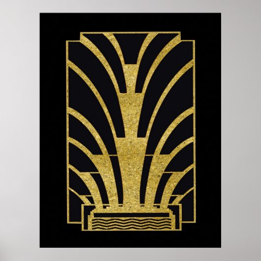 Art Deco-pictogram in goud op zwart Poster (Voorkant)