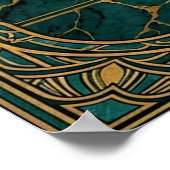 Art Deco Pine Tree Silhouette Gold Teal Cliff Post Poster (Hoek)