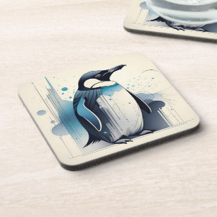 Art Deco Pinguïn Harde plastic onderzetterset Bier Onderzetter