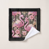 Art Deco Pink and Rainbow Flamingo  Bad Handdoek (Wasdoekje)