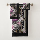 Art Deco Pink and Rainbow Flamingo  Bad Handdoek (Insitu)