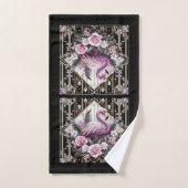 Art Deco Pink and Rainbow Flamingo  Bad Handdoek (Handdoek)
