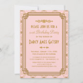 Art Deco Pink Birthday Party Kaart (Voorkant)