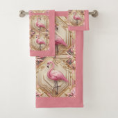 Art Deco Pink Flamingo  Bad Handdoek (Insitu)