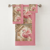 Art Deco Pink Flamingo Bad Handdoek (Insitu)