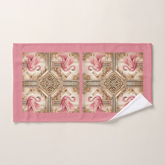 Art Deco Pink Flamingo Bad Handdoek (Handdoek)