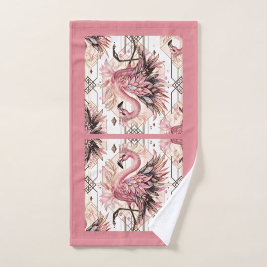 Art Deco Pink Flamingo  Bad Handdoek (Handdoek)