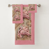Art Deco Pink Flamingo  Bad Handdoek (Insitu)