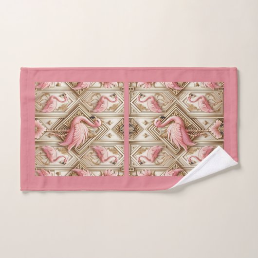 Art Deco Pink Flamingo  Bad Handdoek (Handdoek)