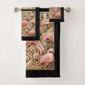 Art Deco Pink Flamingo  Bad Handdoek (Insitu)