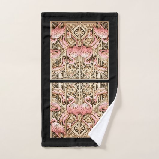 Art Deco Pink Flamingo  Bad Handdoek (Handdoek)