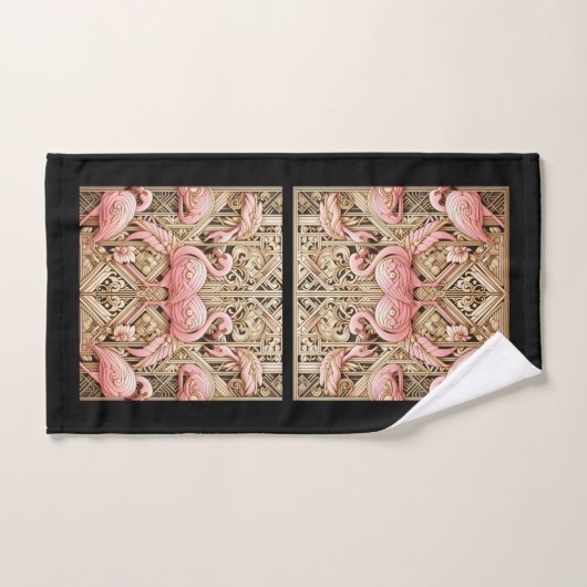 Art Deco Pink Flamingo  Bad Handdoek (Handdoek)