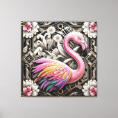 Art Deco Pink Flamingo Canvas Print (Voorkant)