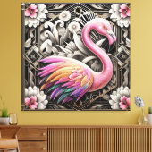 Art Deco Pink Flamingo Canvas Print (Insitu (Woonkamer))