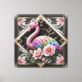 Art Deco Pink Flamingo Canvas Print (Voorkant)