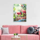 Art Deco Pink Flamingos Canvas Afdruk (Insitu (Woonkamer))