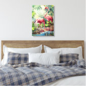 Art Deco Pink Flamingos Canvas Afdruk (Insitu (Slaapkamer))