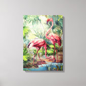 Art Deco Pink Flamingos Canvas Afdruk (Voorkant)