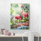 Art Deco Pink Flamingos Canvas Afdruk