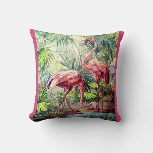 Art Deco Pink Flamingos Kussen (Voorkant)