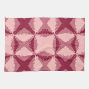 Art Deco Pink Floral Swirl Retro Abstract Theedoek