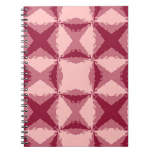 Art Deco Pink Floral Swirl Retro Abstracte Art Notitieboek