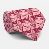 Art Deco Pink Retro Floral Pattern Stropdas (Opgerold)