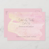 Art Deco Pink & Yellow Wedding Save the Date Briefkaart (Voorkant / Achterkant)