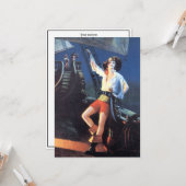  Art Deco Pirate Woman Kaart (Voorkant / Achterkant in situ)