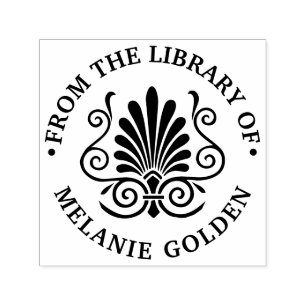 Art Deco Pluim Arabesk Uit de bibliotheek van Naam Zelfinktende Stempel