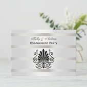  Art Deco Plume Black Verloving Kaart (Staand voorkant)