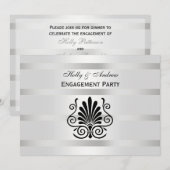  Art Deco Plume Black Verloving Kaart (Voorkant / Achterkant)