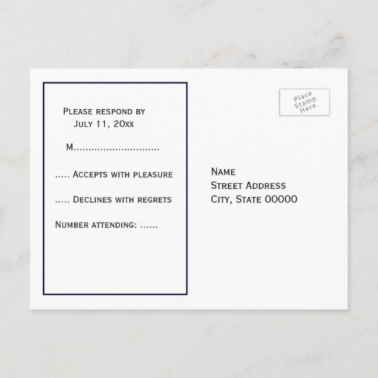 Art Deco Plume Black White RSVP 1 Uitnodiging Briefkaart (Achterkant)