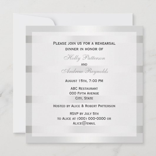 Art Deco Plume Blk White SQ Rehearsal Din Kaart (Achterkant)