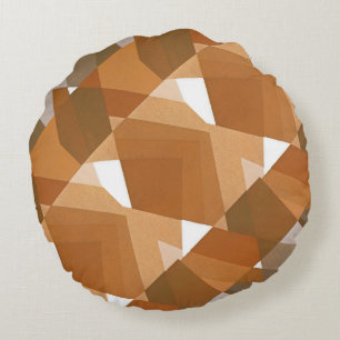 Art Deco Pochoir Jazz Bruine Geometrische Vormen V Rond Kussen