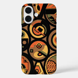 Art Deco Pochoir Jazz Geometrische Cirkels uit het iPhone 16 Hoesje