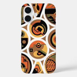 Art Deco Pochoir Jazz Geometrische Cirkels Vintage iPhone 16 Hoesje