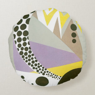 Art Deco Pochoir Jazz Geometrische Patronen Vintag Rond Kussen