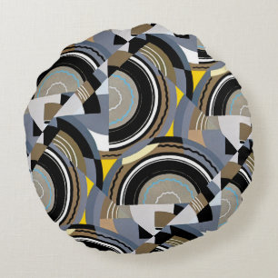 Art Deco Pochoir Jazz Geometrische Vormen Vintage Rond Kussen