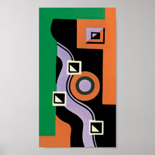 Art Deco Pochoir Jazz Illustratiepatroon uit het v Poster