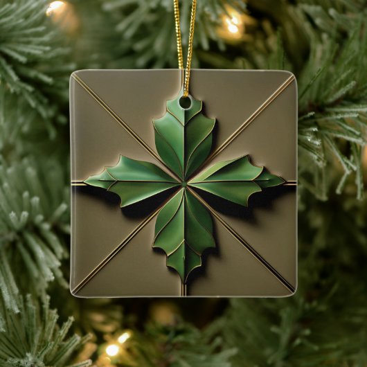 Art Deco Poinsettia Blad Keramisch Ornament (Boom)