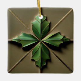 Art Deco Poinsettia Blad Keramisch Ornament