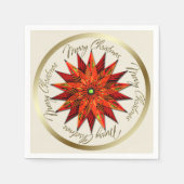 Art Deco Poinsettia kerstpapier Napkins Servet (Voorkant)