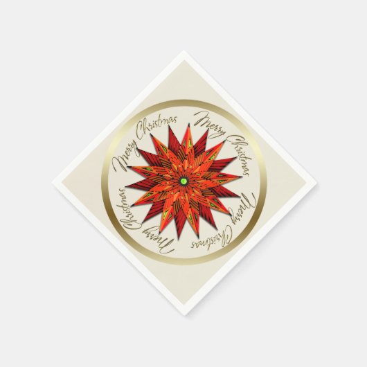 Art Deco Poinsettia kerstpapier Napkins Servet (Hoek)