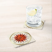 Art Deco Poinsettia Onderzetter kerstpapier (Insitu)